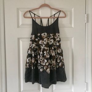 Gray Floral Print FREE PEOPLE Slip Dress(M)